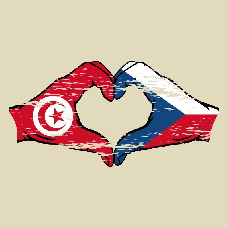 Tunisie Drapeau tchèque forme de coeur utilisé
