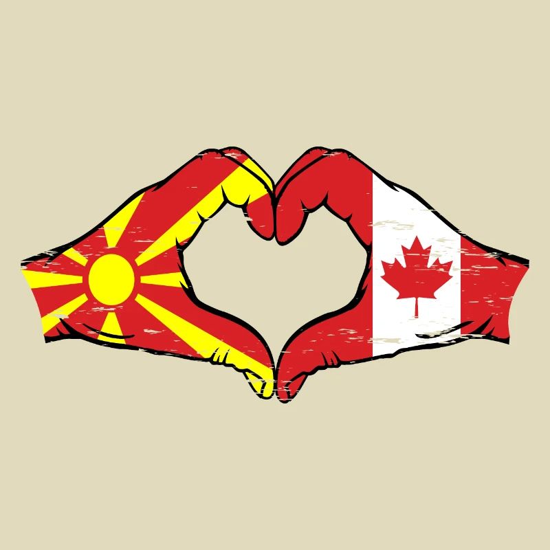 Macédoine, Canada, drapeau, mains, forme de coeur utilisé