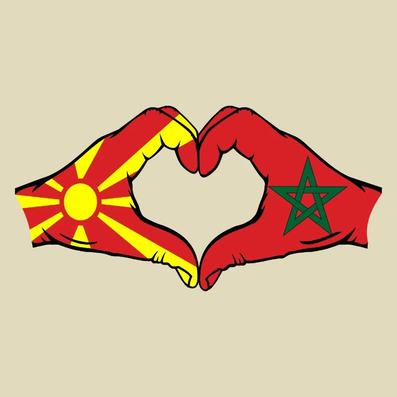 Macédoine Maroc Drapeau Mains Coeur Forme