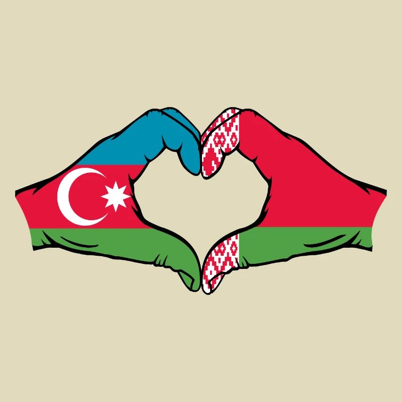 Azerbaïdjan Biélorussie Drapeau Mains Coeur Forme