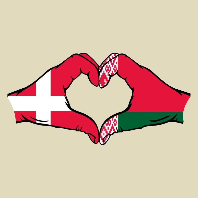 Danemark Biélorussie Drapeau Mains Coeur Forme