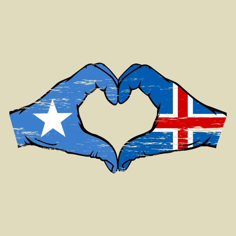 Drapeau de l’île de Somalie mains forme de coeur utilisé