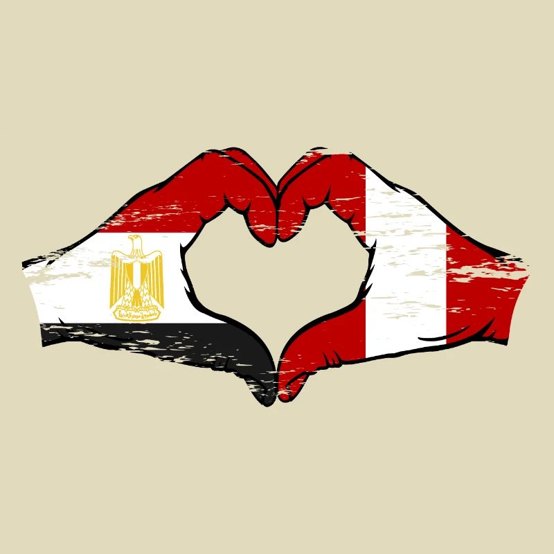 Égypte Pérou Drapeau Mains Coeur Forme Utilisé