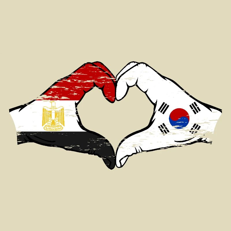 Égypte Corée du Sud Drapeau Mains Coeur Forme Utilisé