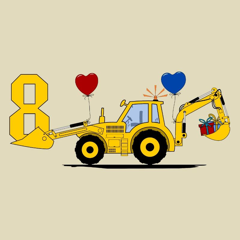 8. Geburtstag Bagger Traktor