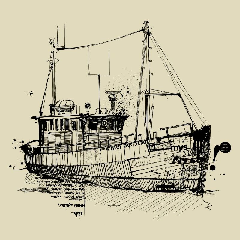 Fischkutter Zeichnung
