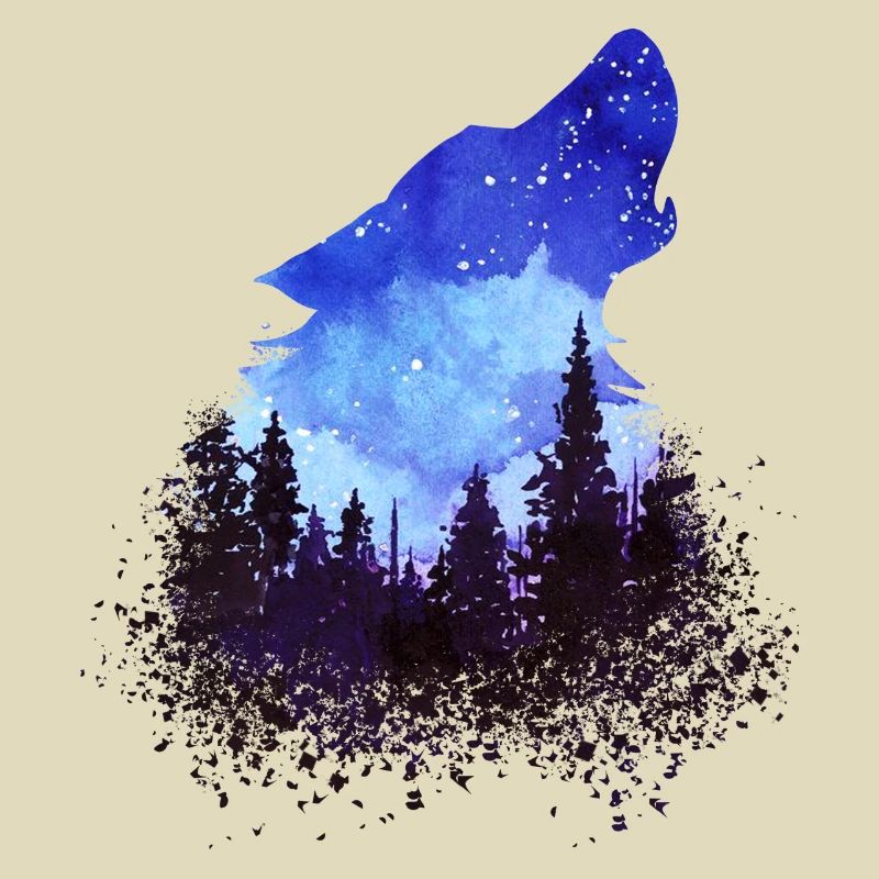 Wolf mit Waldhintergund