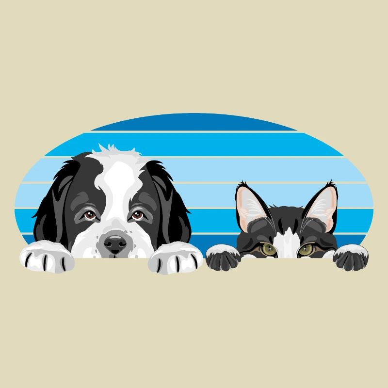 Peeping Saint Bernard chiot chien et chat mignon