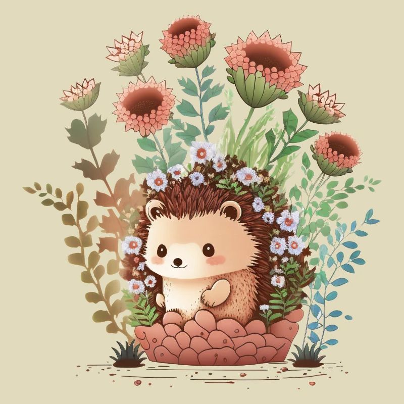 Hérisson mignon, pot de fleurs, animaux indigènes