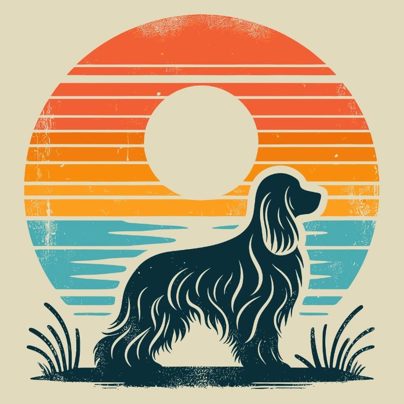 Cocker Spaniel Vintage coucher de soleil