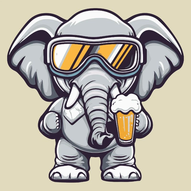 Elefant Apres Ski Bier Comic