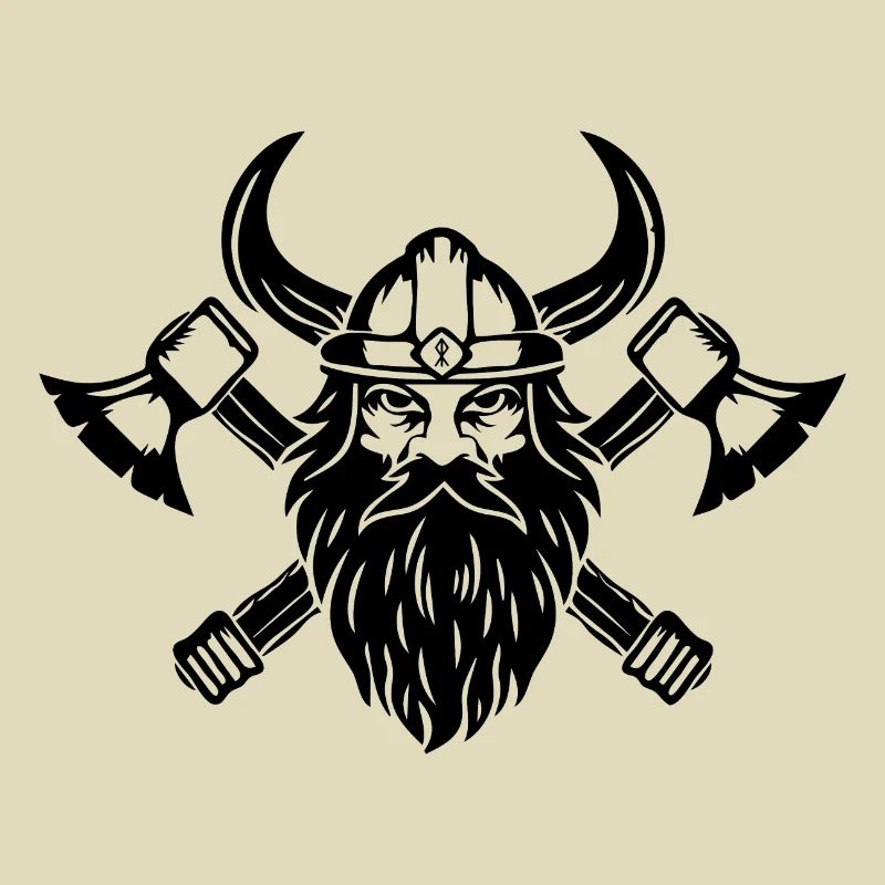 Wikinger mit Axt und Helm