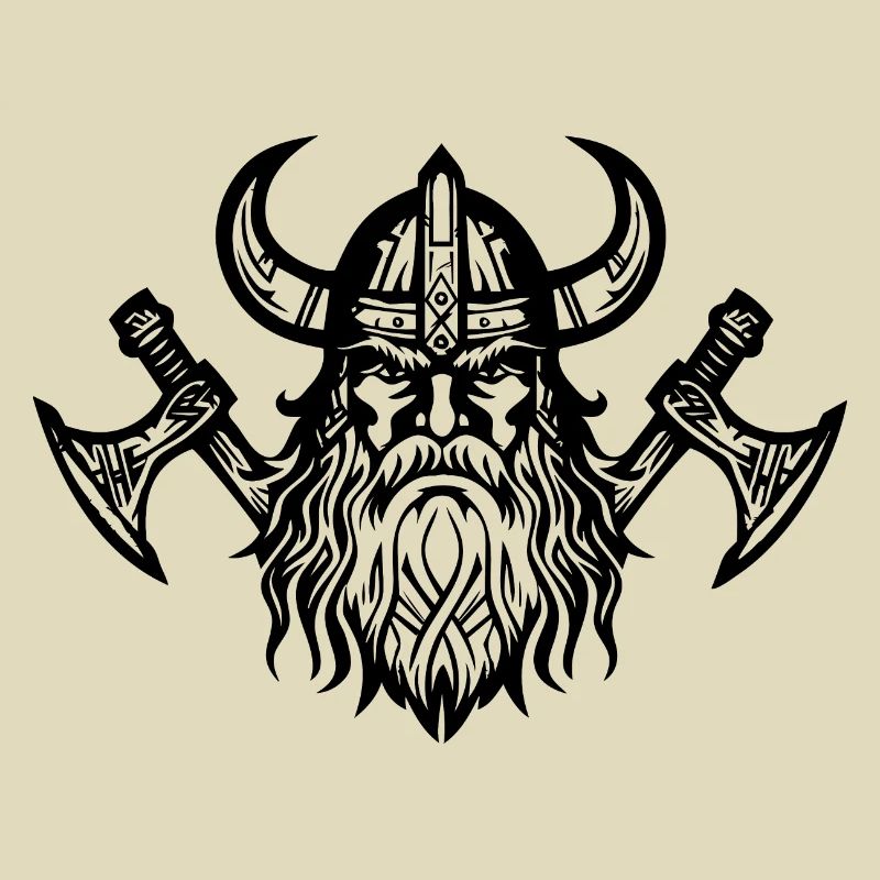 Wikinger mit Axt und Helm