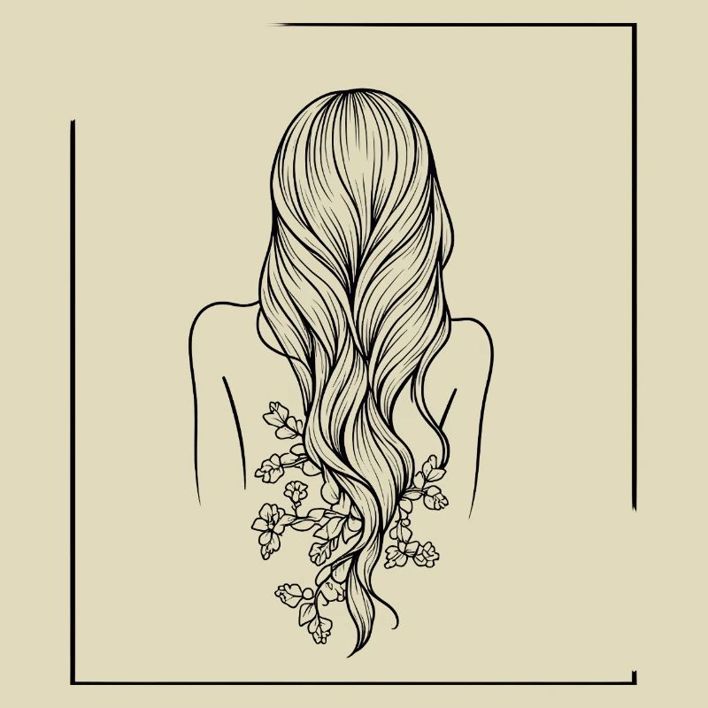 Frau mit Blumenhaar