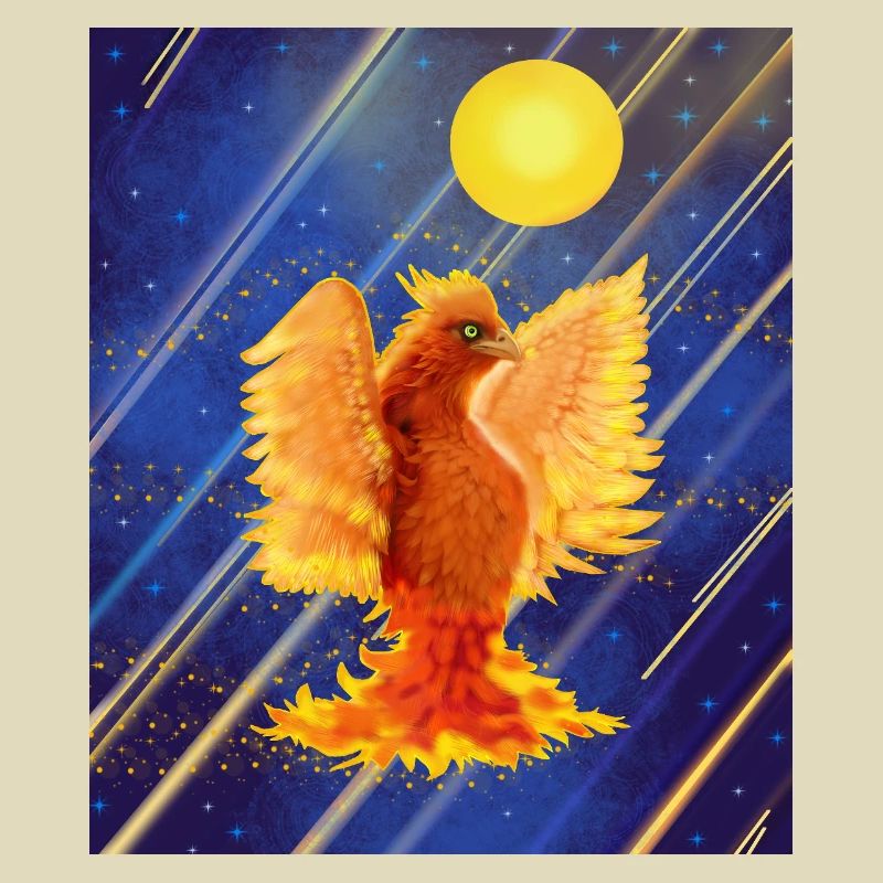 Kosmisch leuchtender Feuervogel: Cyber-Semurg