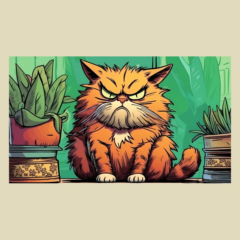 Judging Cat being Grumpy among the plants