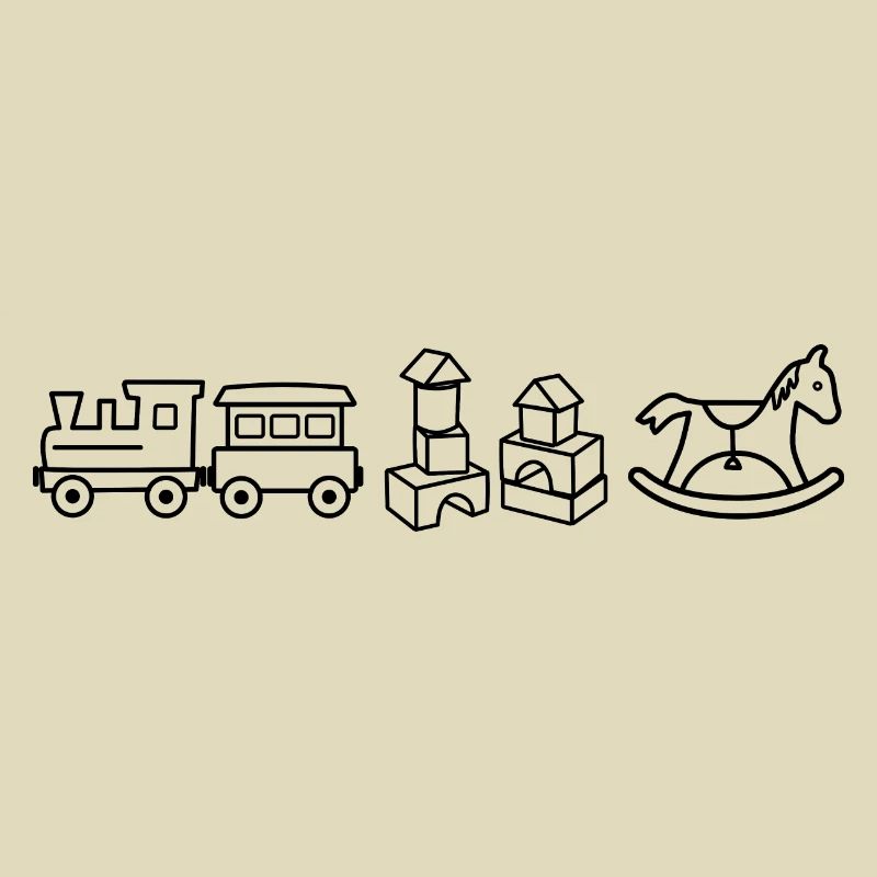 Cheval à bascule - Blocs de construction - Train en bois