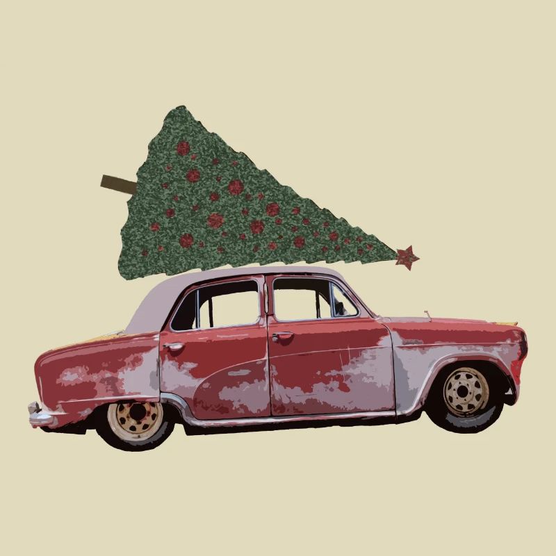 Oldtimer mit Tannenbaum