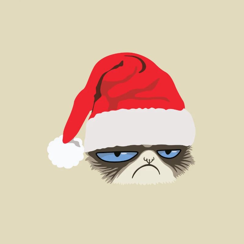 Grumpy Cat mit Weihnachtsmütze