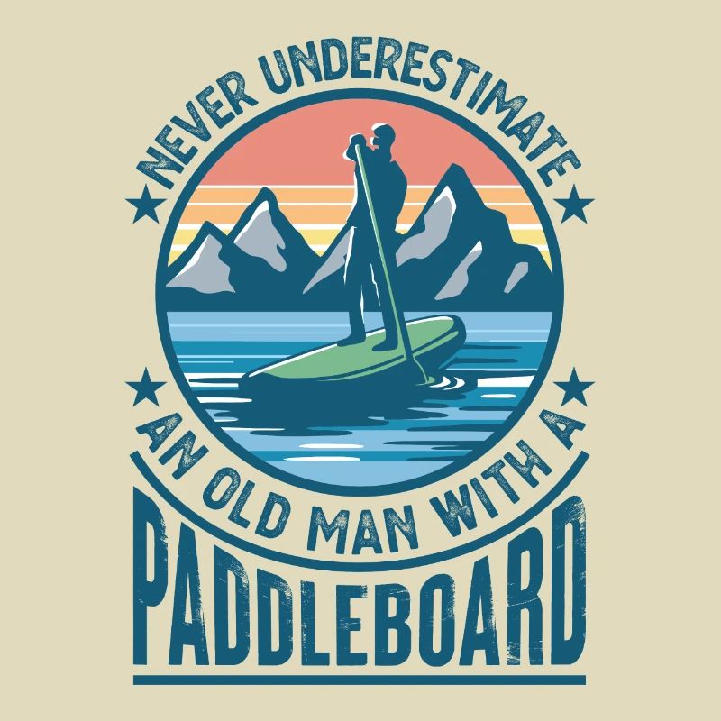 Old Man with Paddleboard Paddleboarding Gift Dad