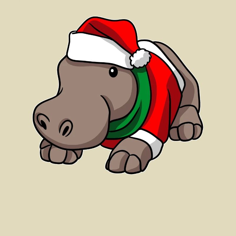 Hippopotame avec pull de Noël
