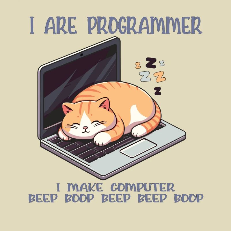 I are programmer, fat sleeping cat