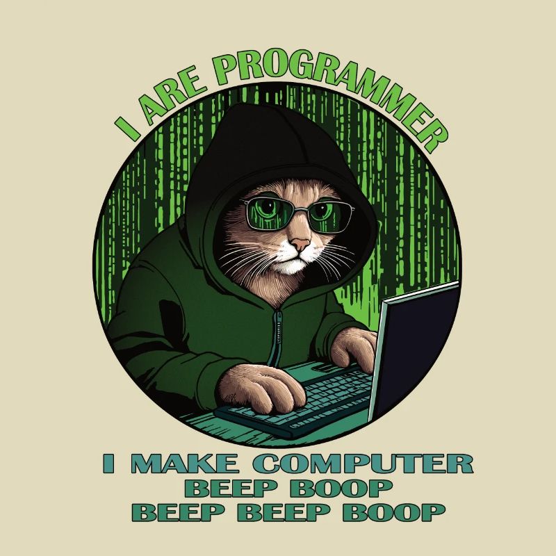 Ich bin Programmierer, grün, Programmierkatze