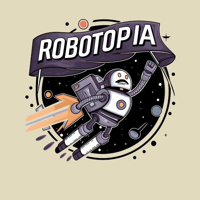 Robotopia drapeau agitant l’espace Jetpack Robot Art