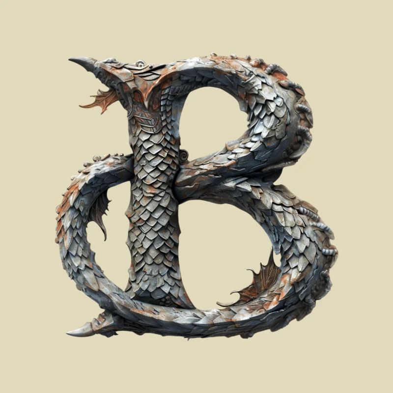 Buchstabe "B" im Drachendesign.