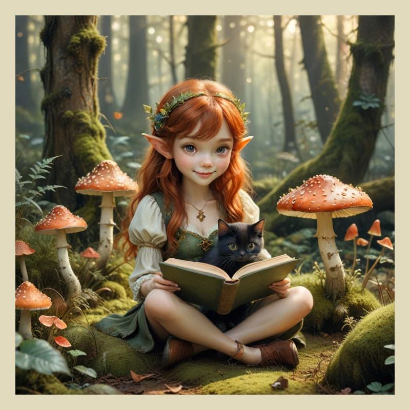 Elf with toadstools