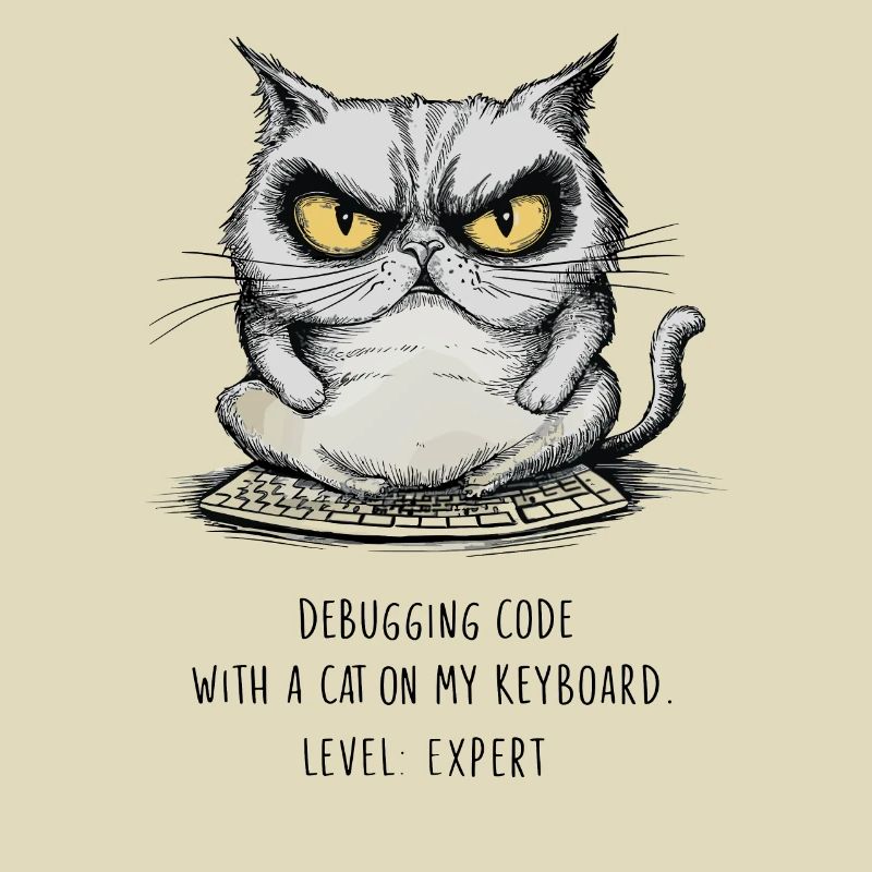 Debugging Code Cat Keyboard Expert Humor