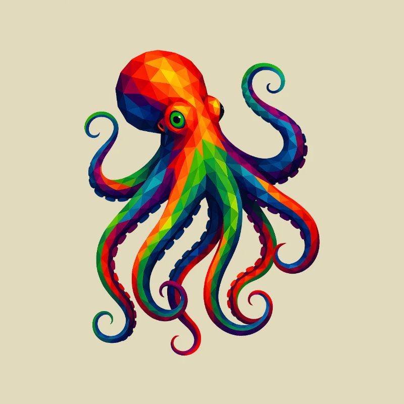 WPAP Style Polygon Animals - Octopus Octopus