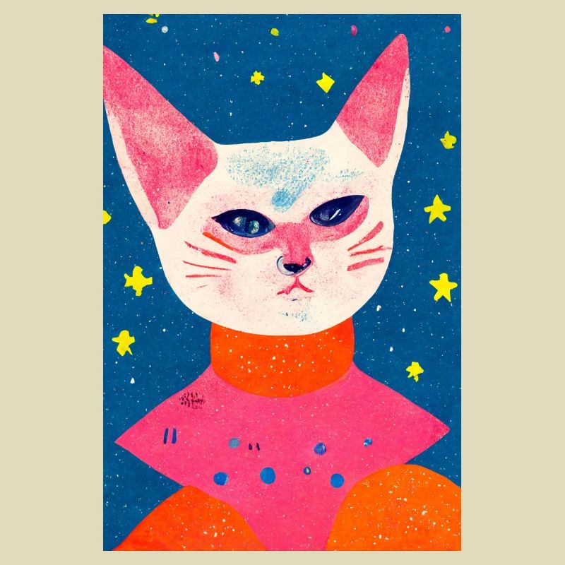 Space Cat Astronaut Retro