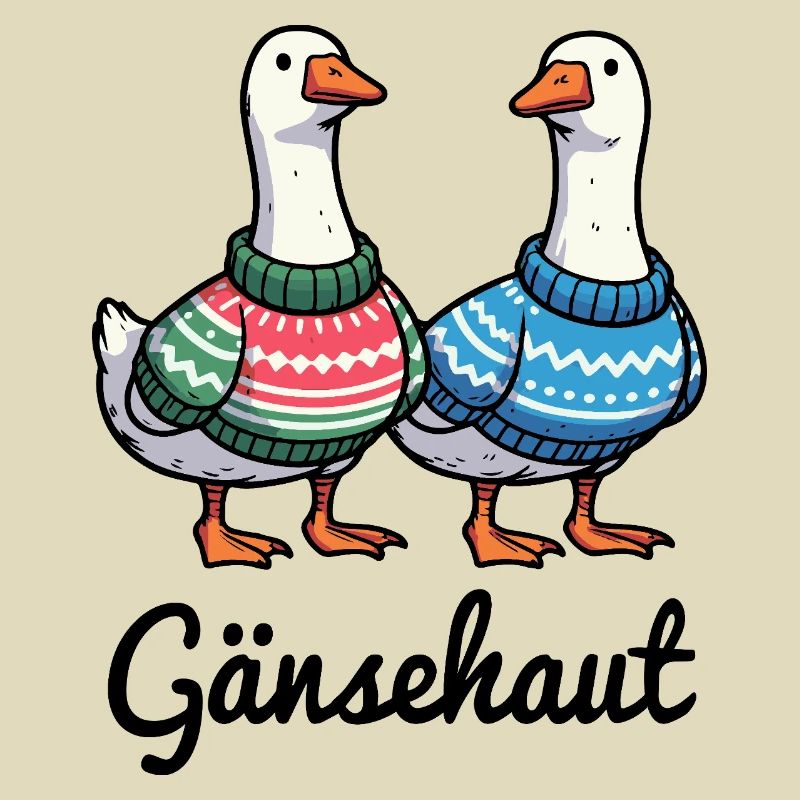 Gänsehaut - Gänse mit Strickpullovern