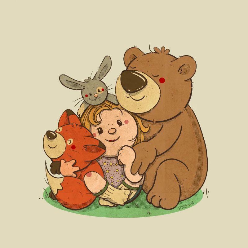 kleines mädchen mit tierischen freunden
