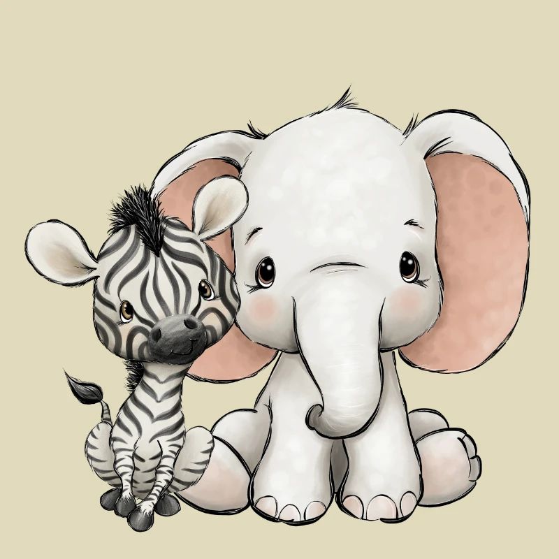 Elefant und Zebra