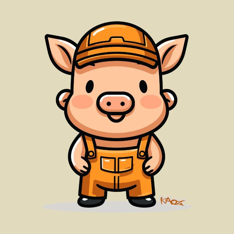 Witziges Bauarbeiter Handwerker Schwein