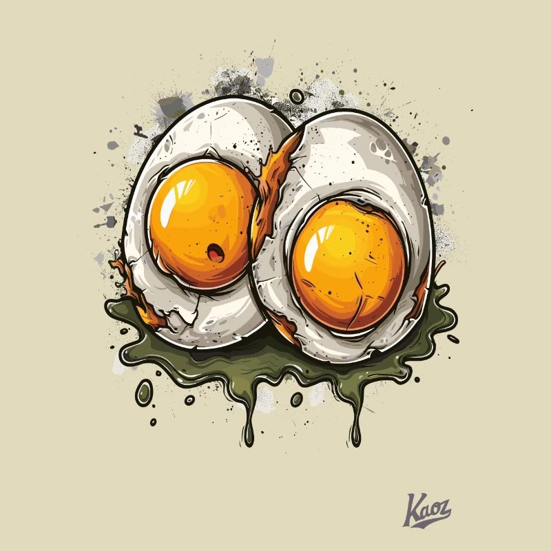 Fried eggs, 2 times boiled disgusting egg