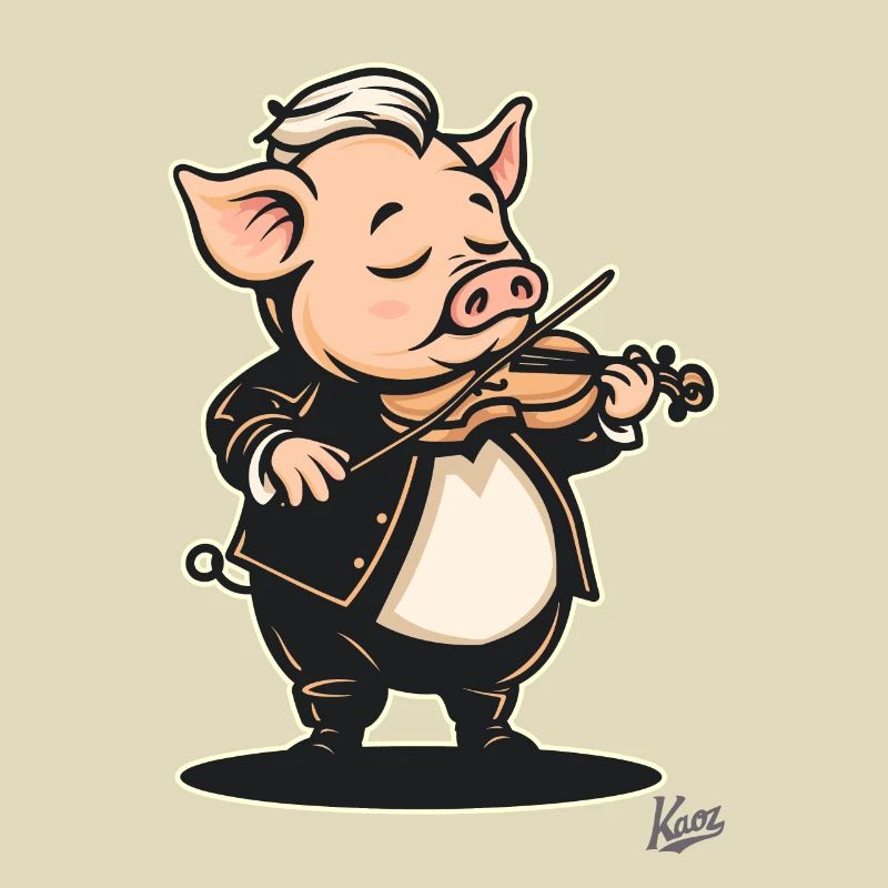 classical music and a pig with violin