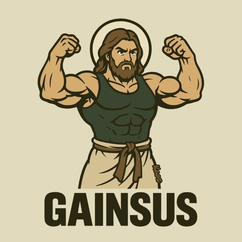 Saint musclé avec pose de bodybuilder