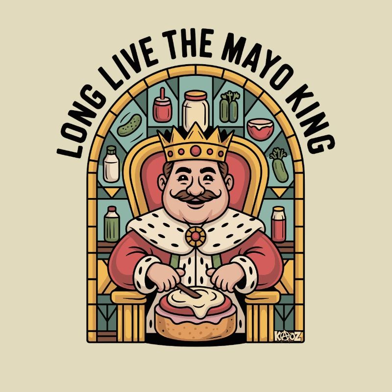 Mayonnaise King on Throne with Sandwich Comic