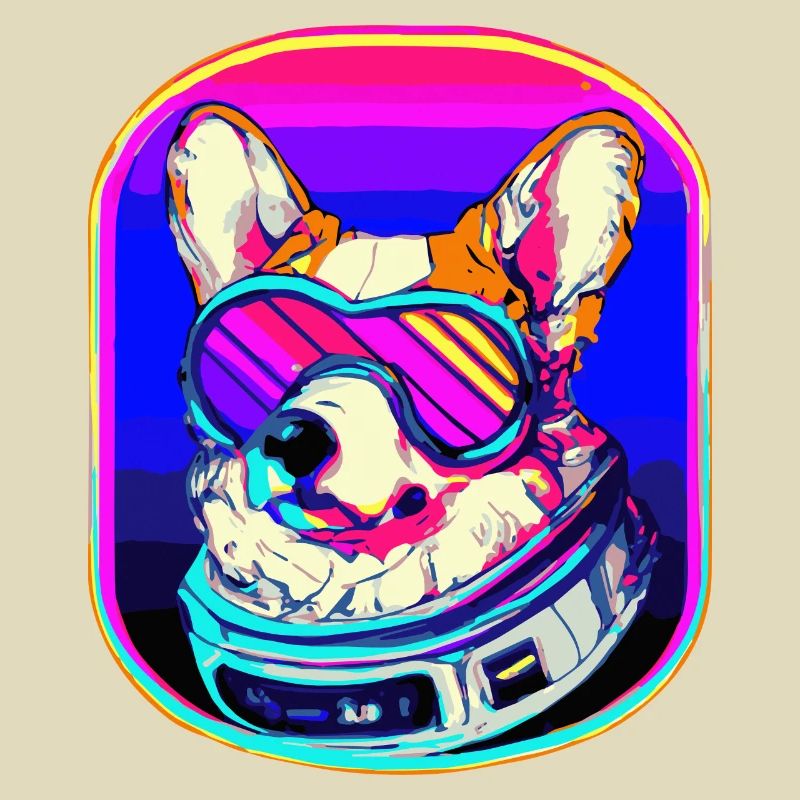 Futuristic Corgi Synthwave Dog Welsh