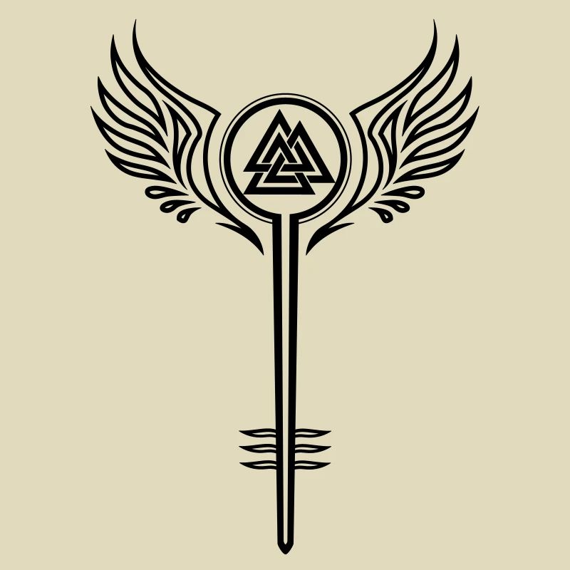 Walküre mit Valknut Wikinger Symbol