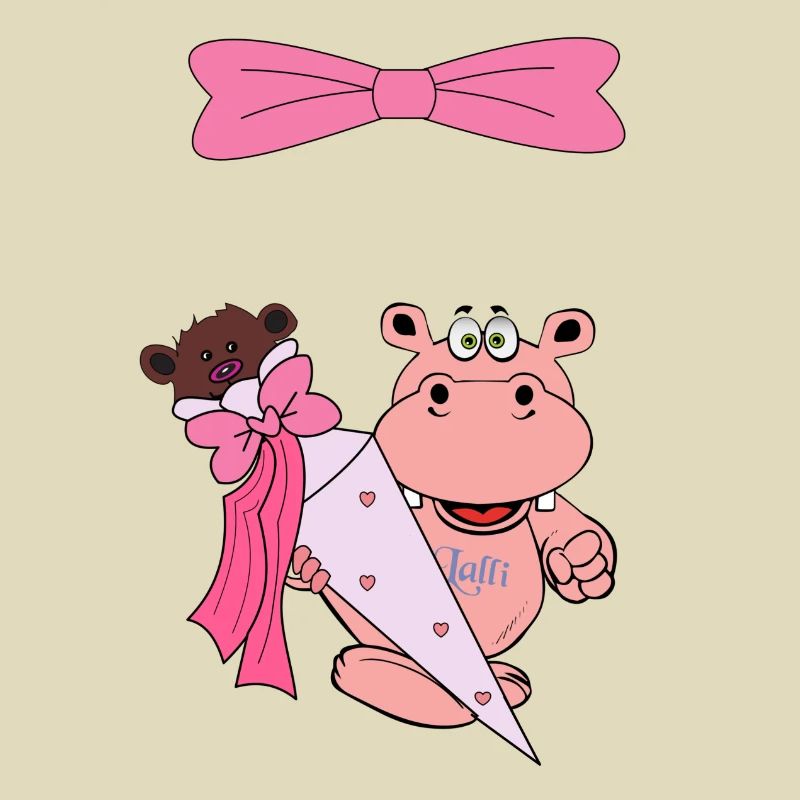 einschulung kind nilpferd hippo schule schulkind