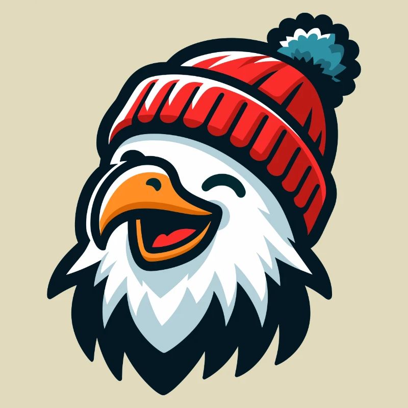 Laughing Eagle Head Eagle Head with Beanie Hat