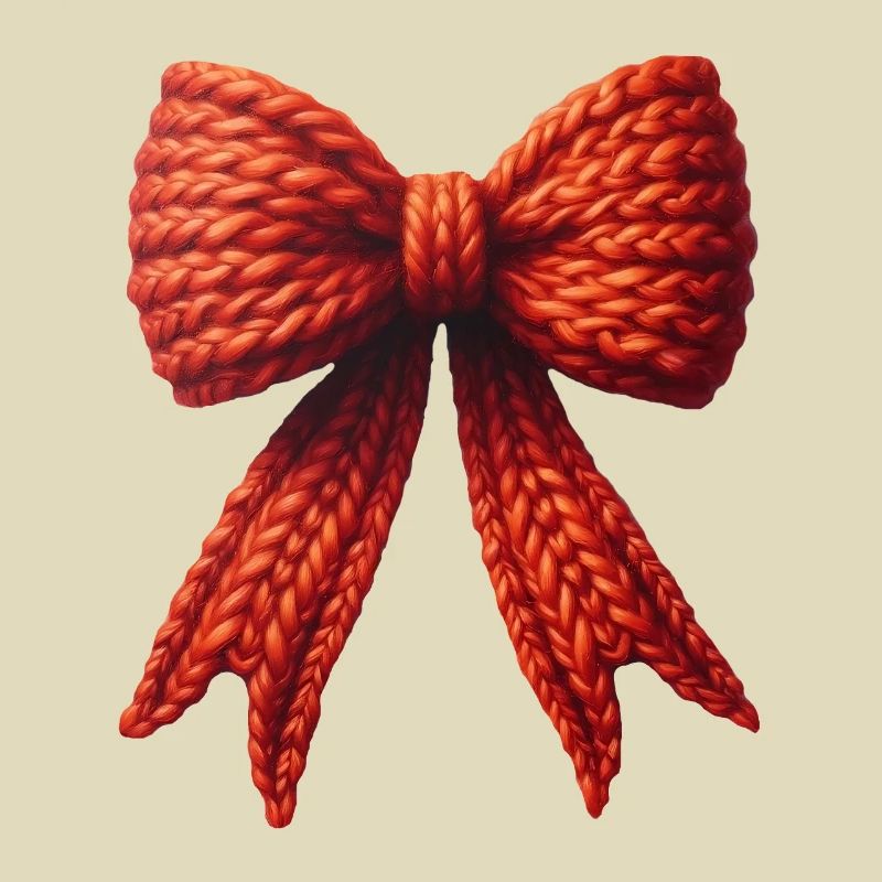 Knitted red wool mesh, red bow