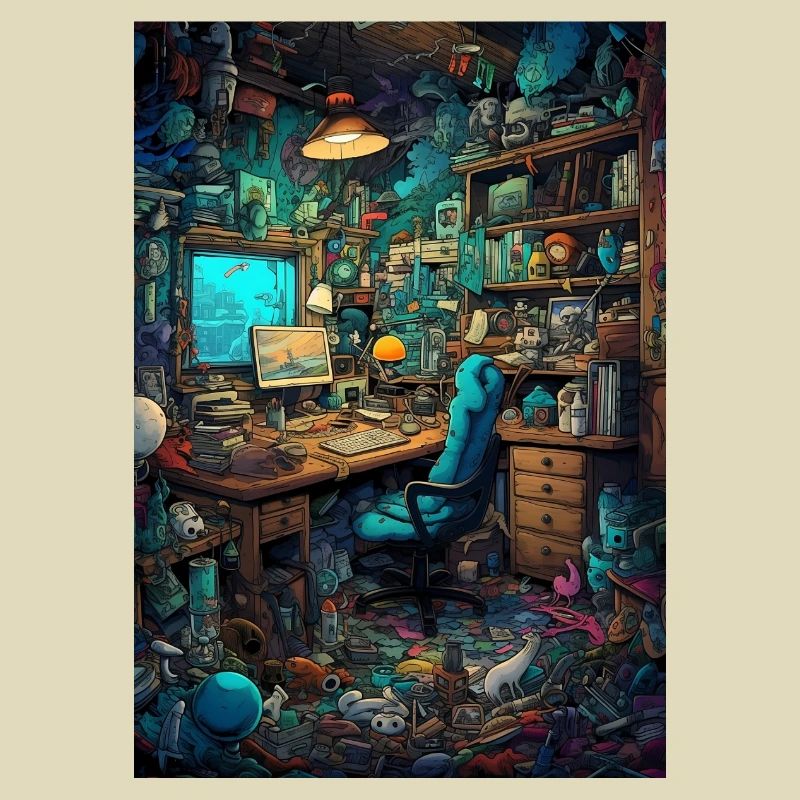 Wohnraum eines Computer Nerds