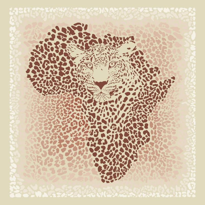 Leopard seamless pattern vector illustration background with Africa map