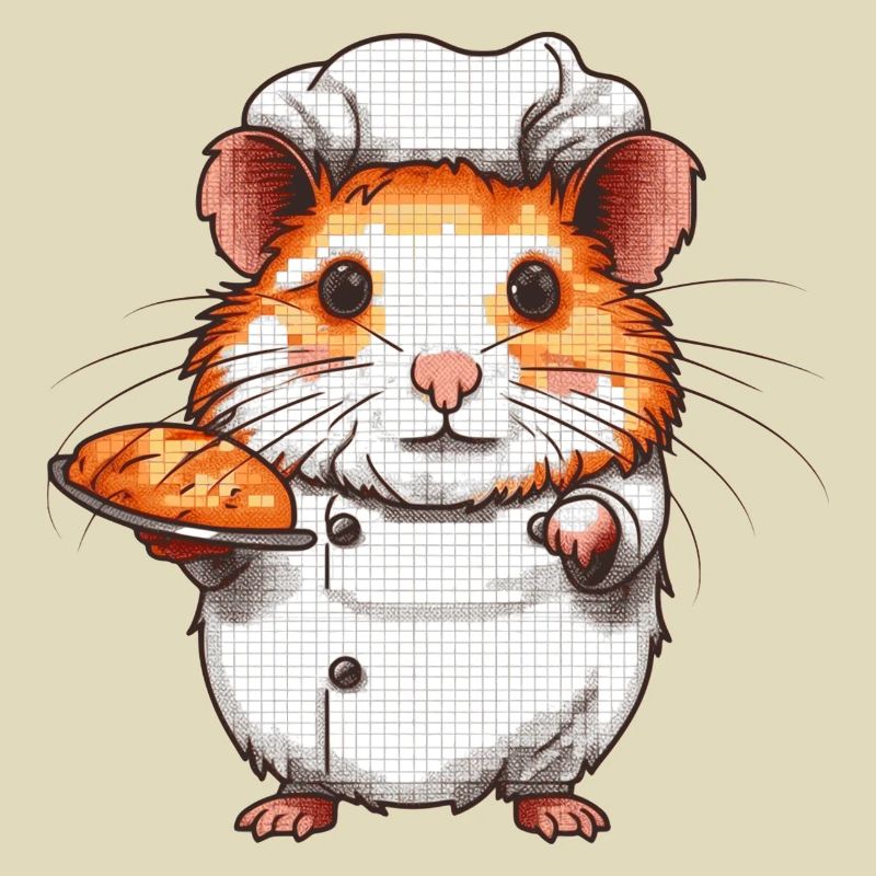 Hamster as a baker baked a bread