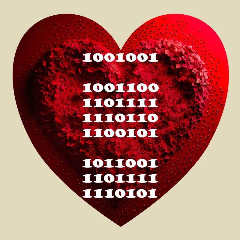 Encrypted declaration of love in binary code